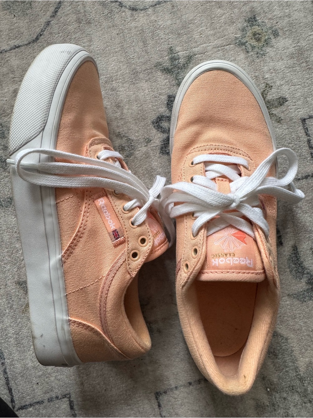 Reebok Peach Canvas Low-Top Sneakers with White Soles